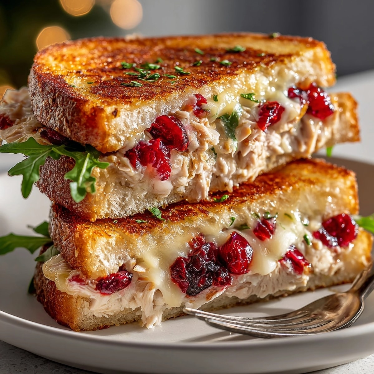 Golden, melty 15-Minute Cherry Chipotle Turkey Melt Pockets, filled with savory turkey and vibrant cherry flavors.