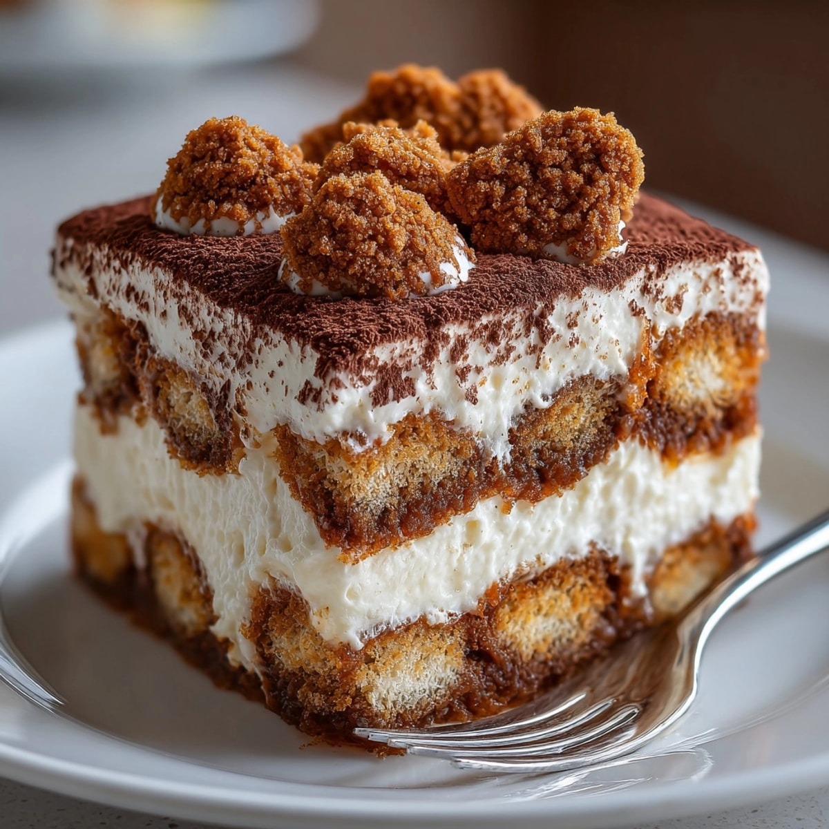 Homemade Gingerbread Tiramisu, chilled and ready to serve &ndash; a perfectly spiced Italian-American dessert.