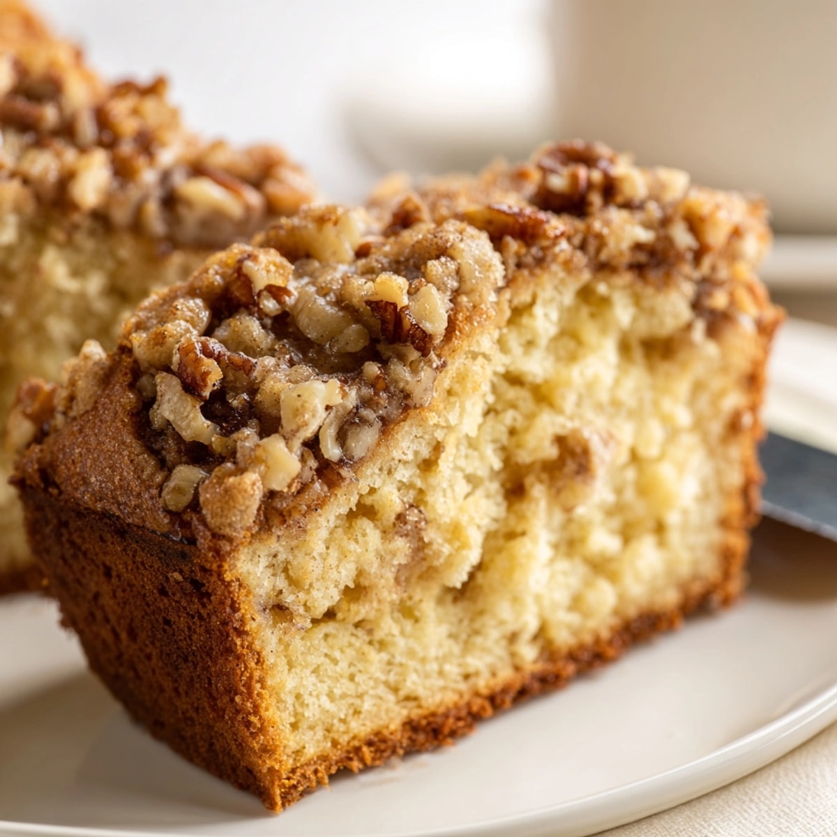 Homemade Ricotta Pecan Streusel Bread: a moist, comforting quick bread with a crunchy topping.