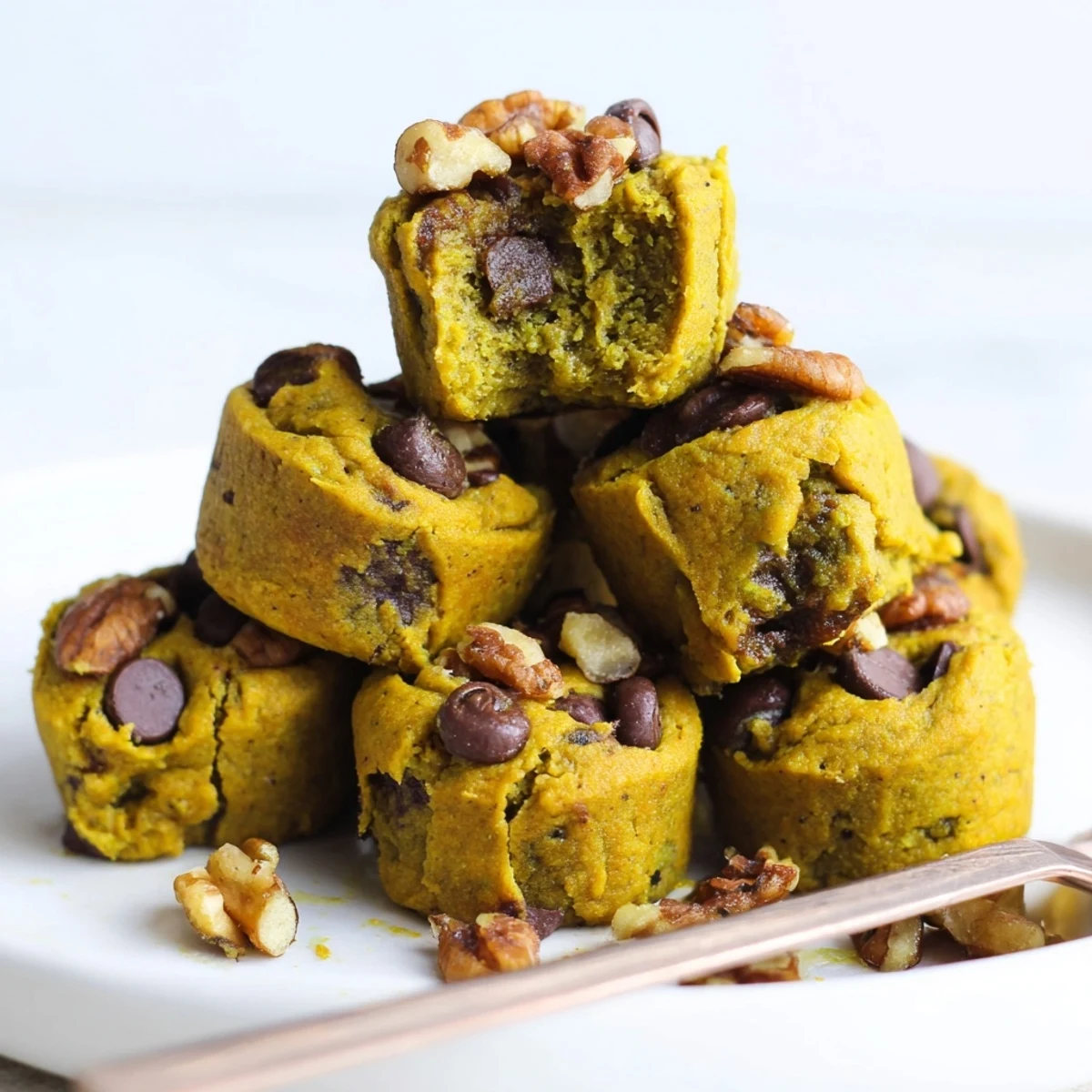 Delicious matcha pumpkin muffin cookie bites, perfect for fall snacking or dessert.  
