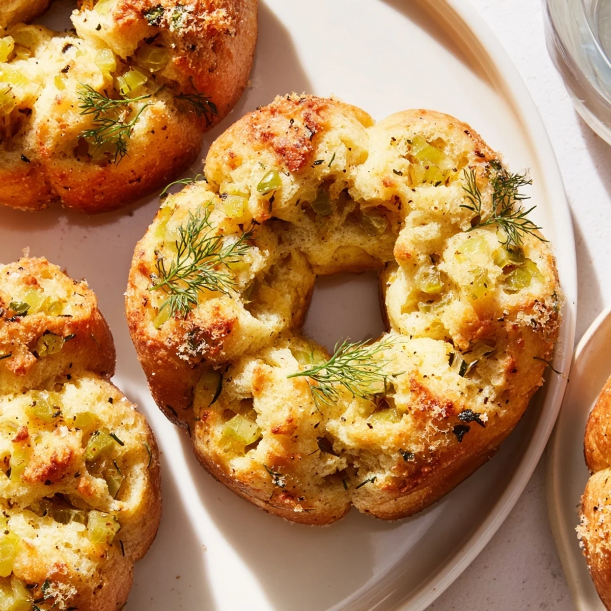 Deliciously tangy monkey bread donuts, featuring dill pickles and ranch seasoning blend.  