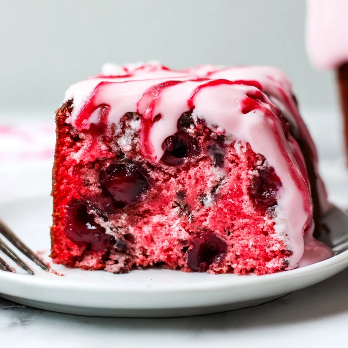 Decadent Monster Energy Cherry Soda Bar Cakes with a glossy cherry glaze, perfect for dessert.