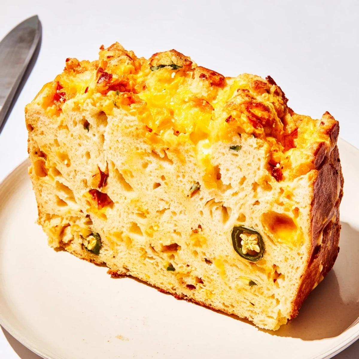 Savory Spicy Cheddar Jalapeño Waffle Loaf, perfect for a flavorful brunch treat.  