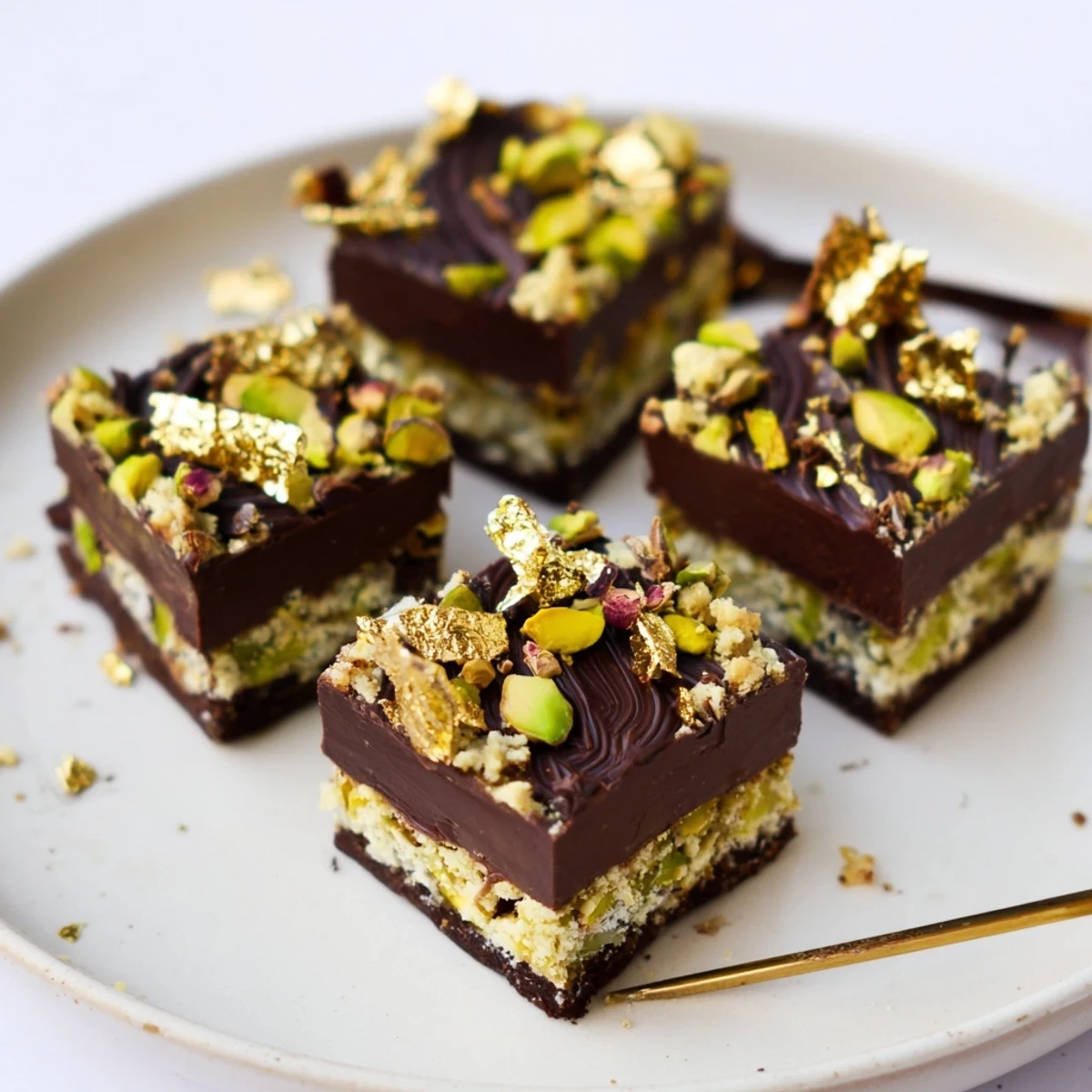 Luxurious chocolate bar inspired creations adorned with toasted coconut and rose petals  