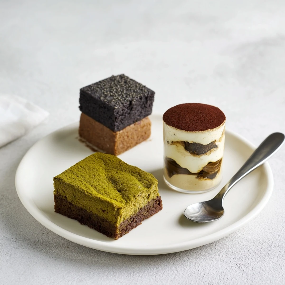 Delicious matcha-miso brownies cooling on a wire rack, perfect for indulgent snacking.  