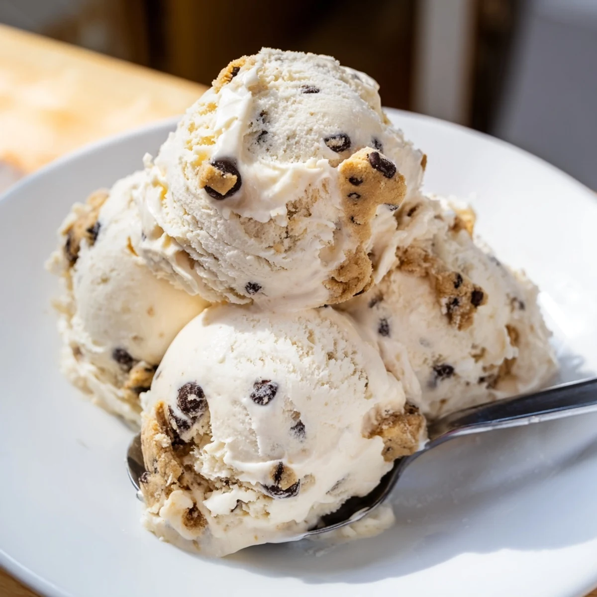 Creamy cottage cheese ice cream with cookie dough adds a delightful, sweet twist.  