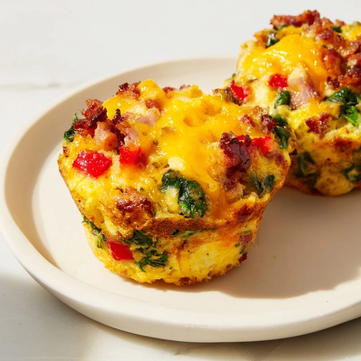 Warm, cheesy One-Pot Breakfast Casserole Muffins fresh from the oven, ready for a delicious breakfast.