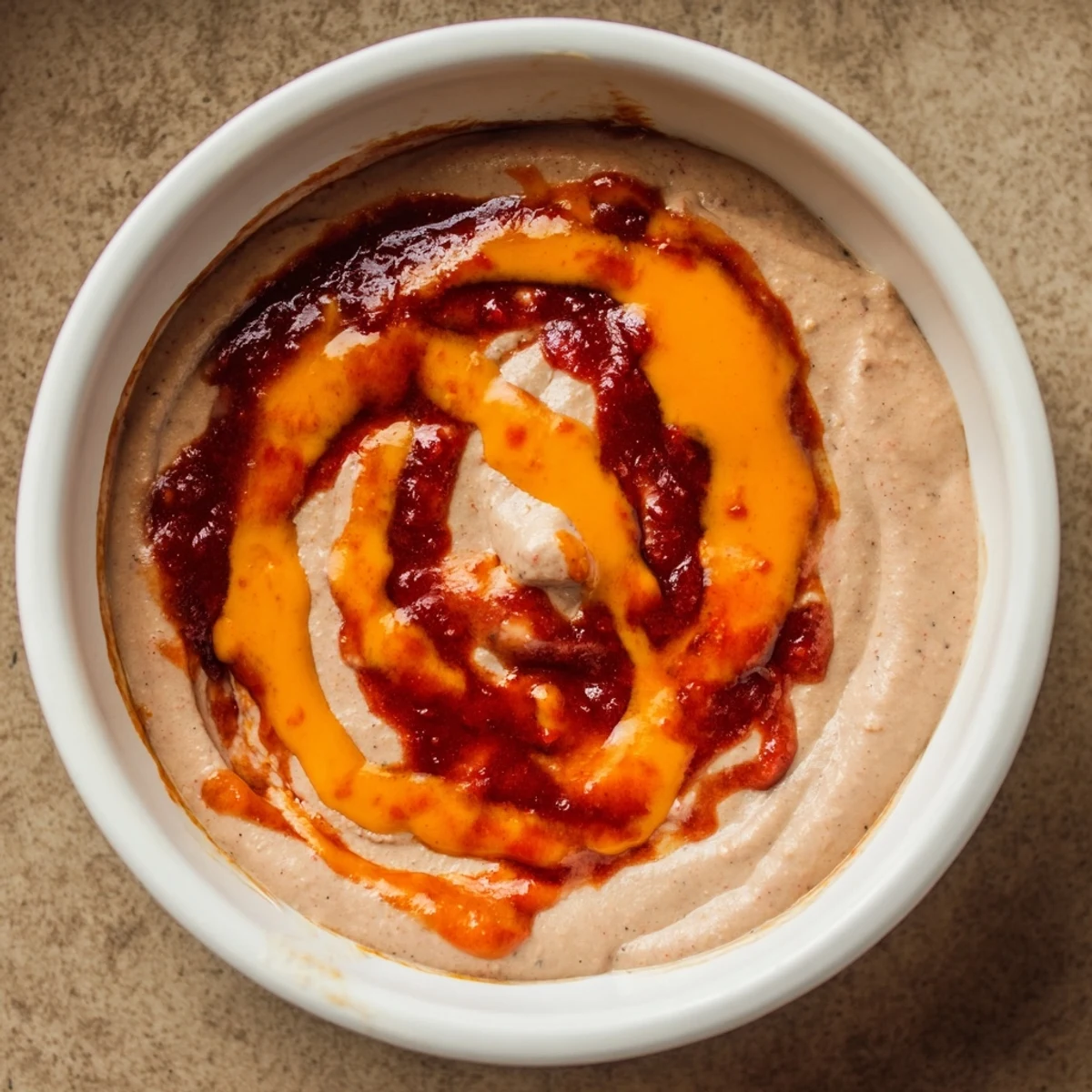 Creamy, homemade spicy black bean dip, ready to serve with crispy tortilla chips at a party.