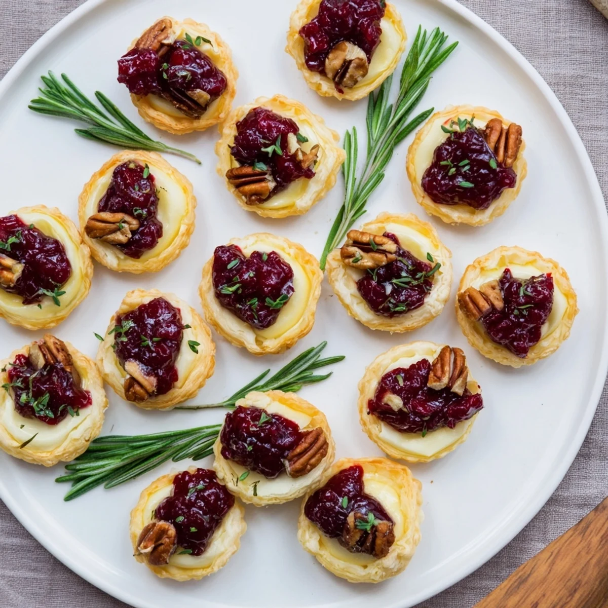An overhead shot of Cranberry Brie Bites, showcasing the perfect appetizer for your next party.