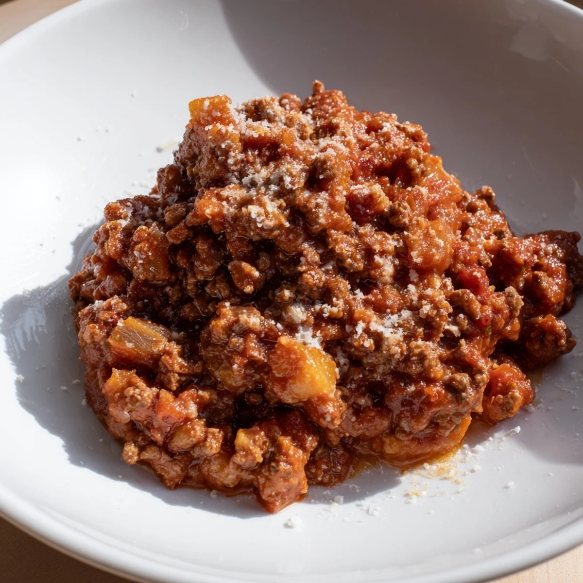 Steaming Classic Tuscan Ragu, a hearty Italian meat sauce, served over golden pasta.