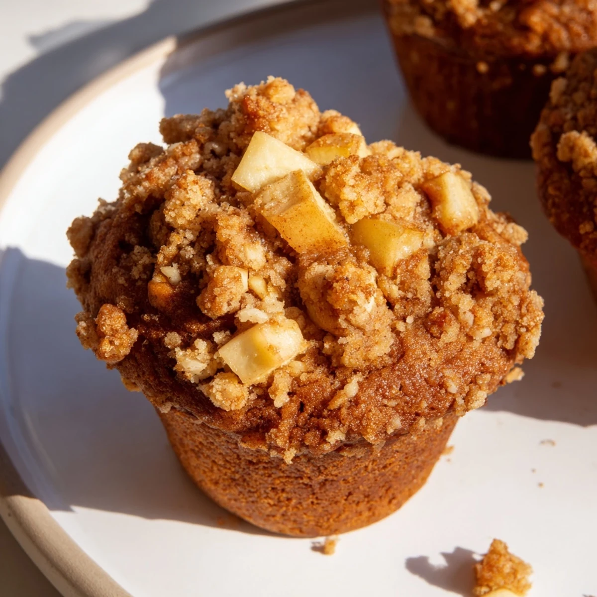 Warm and fluffy tasty apple muffins, perfect for breakfast or a sweet snack, filling the tin.