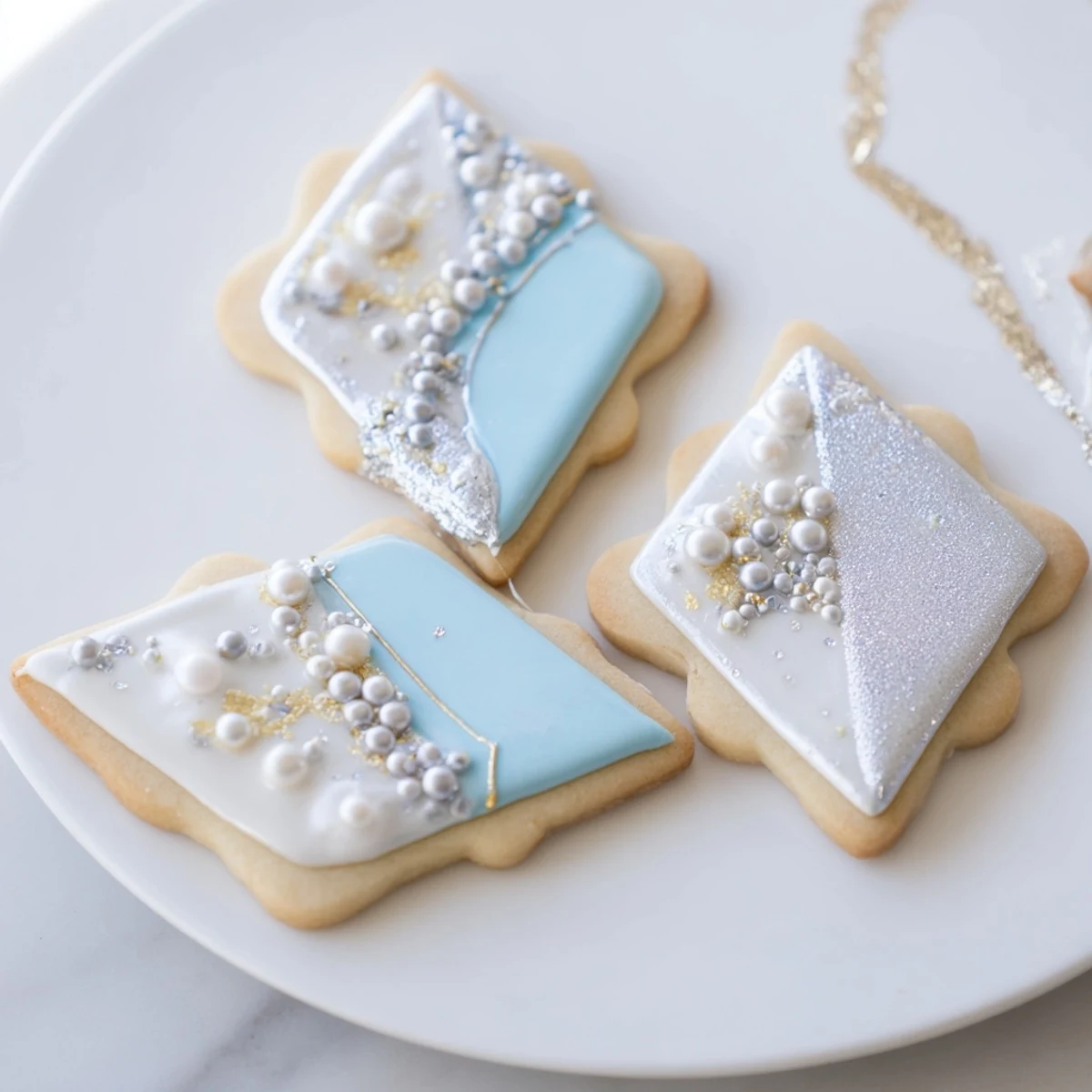 Sparkling Engagement Ring Diamond Dessert Tray, arranged beautifully with silver dragées and fresh berries for color.