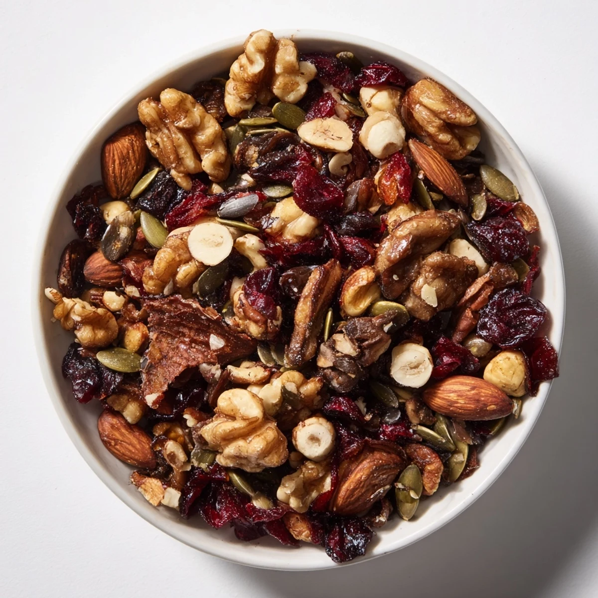 Savory Squirrels Gourmet Nut Bowl, a tempting mix of nuts and fruit, offering a sweet & crunchy homemade treat.