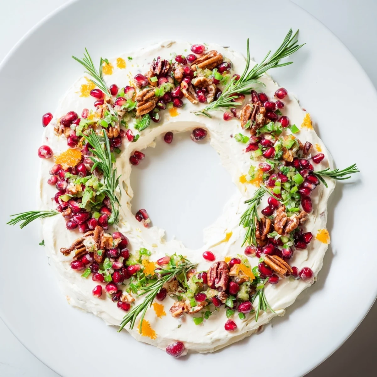 Creamy feta base layered with sweet cranberry topping creates an inviting Cranberry Feta Dip Wreath.