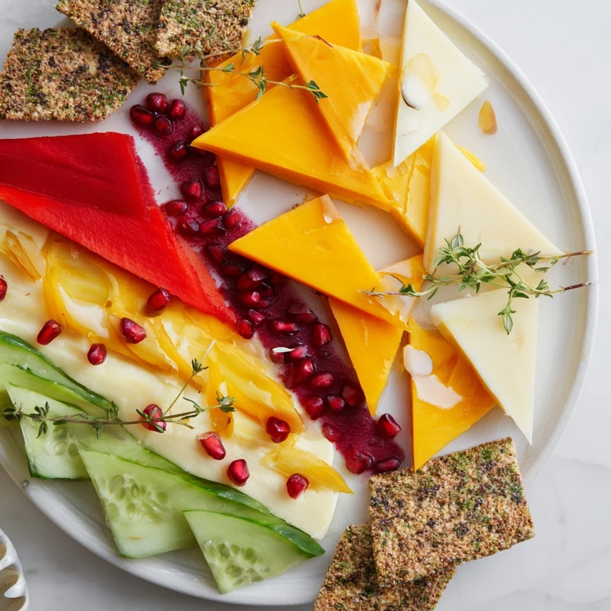 Intriguing The Tessellation Triangle with perfectly arranged cheese and produce; a feast for the eyes.