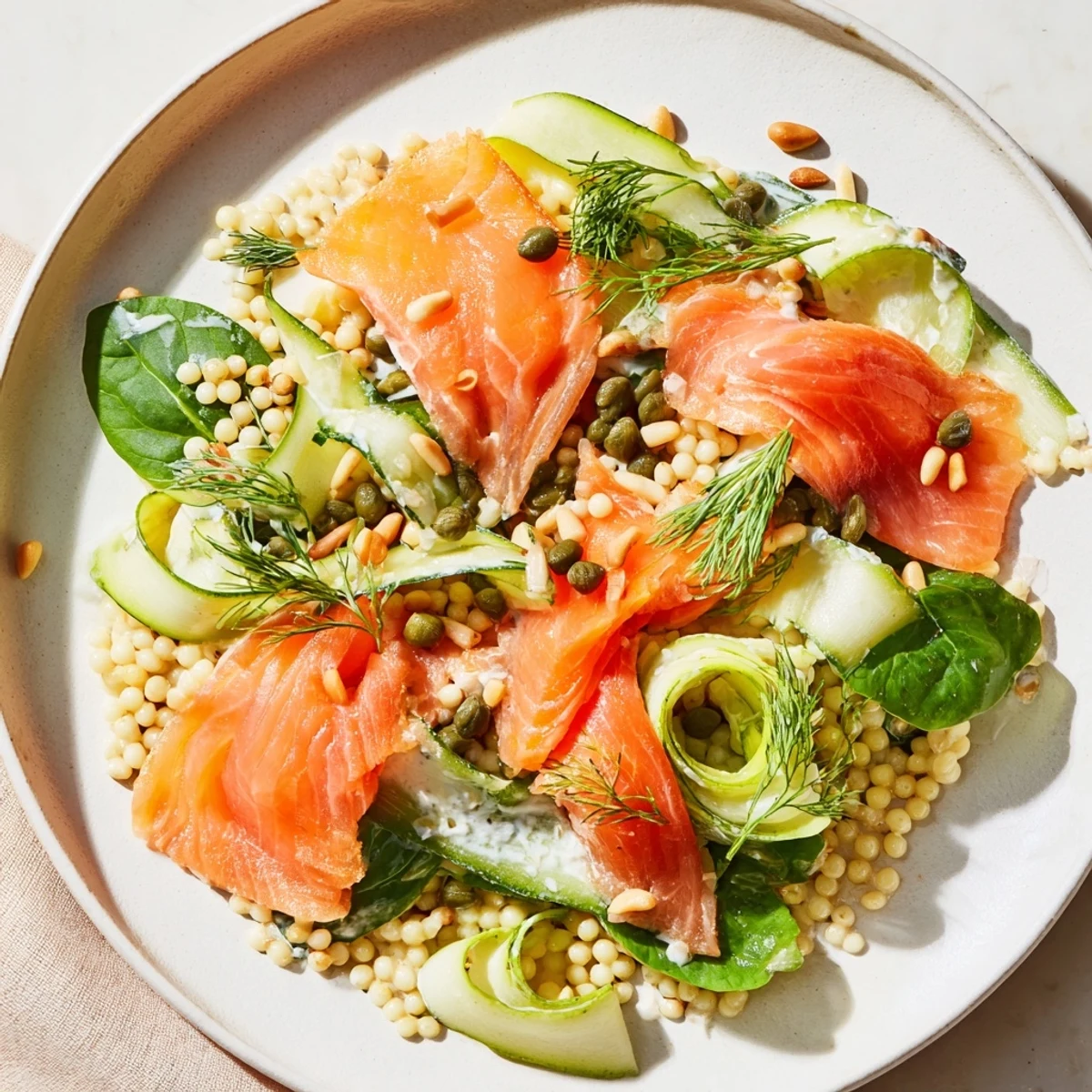 Experience the elegance with the Infinity Loop Flow; a delicious visual masterpiece with fish and grains.