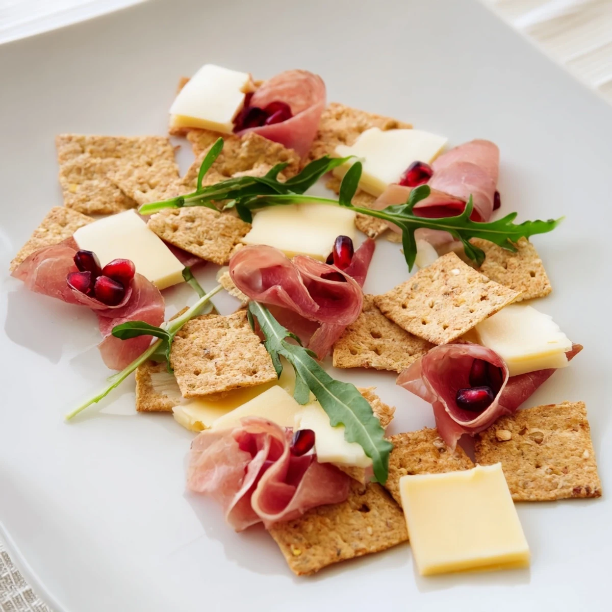 Salty salami and sharp cheddar star in this artistic Layered Urban Skyline appetizer, ready to serve!