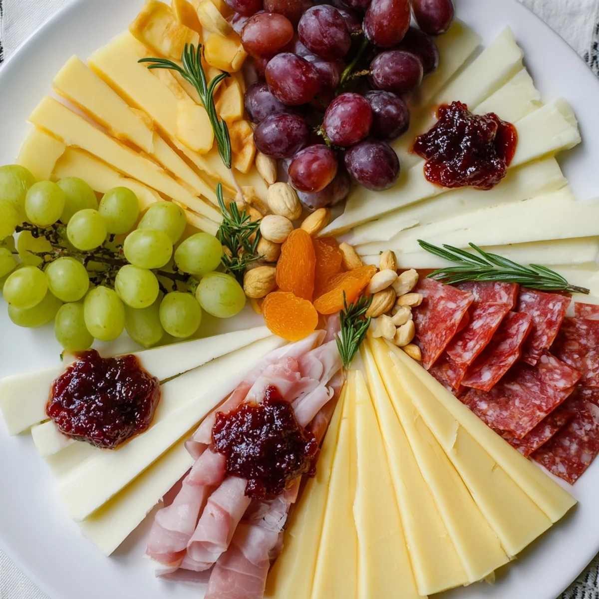 Geometric Gala charcuterie board: A stunning display of artfully cut cheeses and meats.