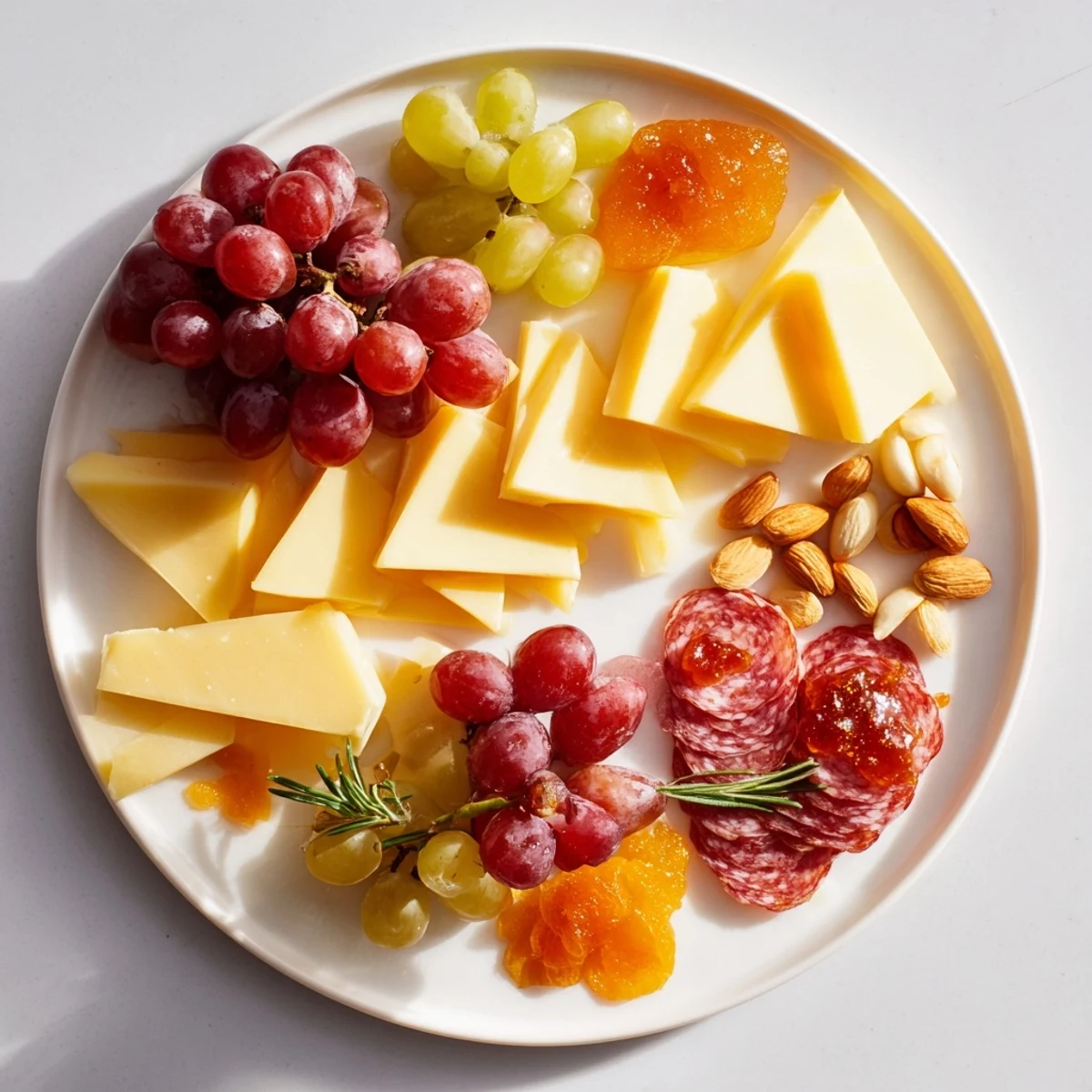 Delicious Geometric Gala appetizer: See the vibrant charcuterie board with geometric cuts ready to enjoy.