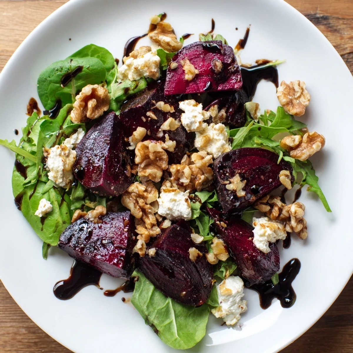 A beautiful close-up of a beet and goat cheese salad, perfect for a light vegetarian lunch.