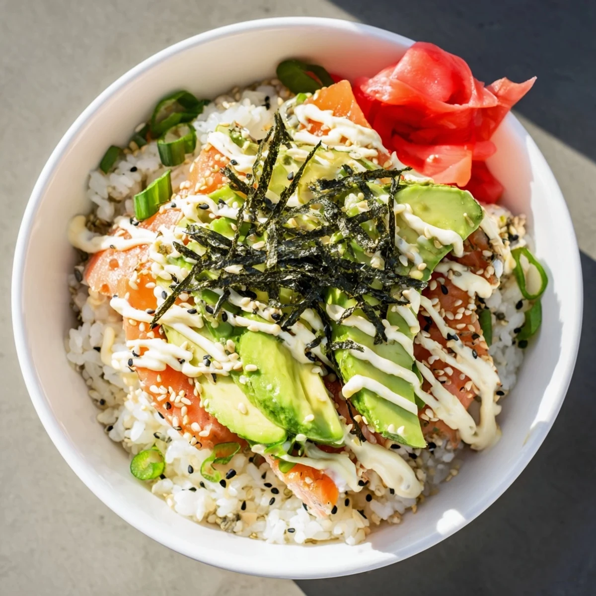 Flaky salmon atop seasoned rice, this vibrant Classic Salmon Rice bowl is easy to prepare.