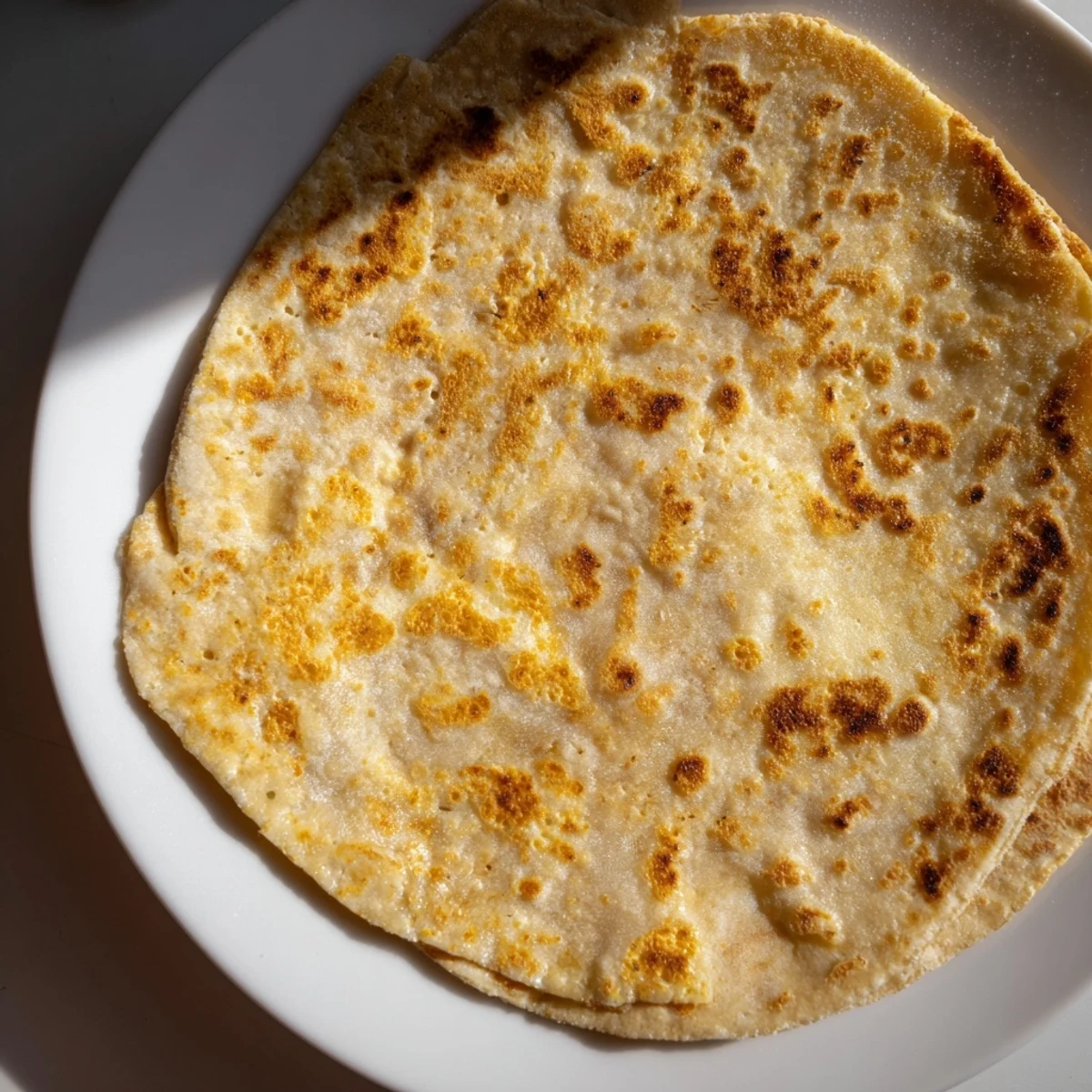 Golden-brown Cottage Cheese Flatbread, lightly crisp with a soft interior, ready for dipping or wrapping.