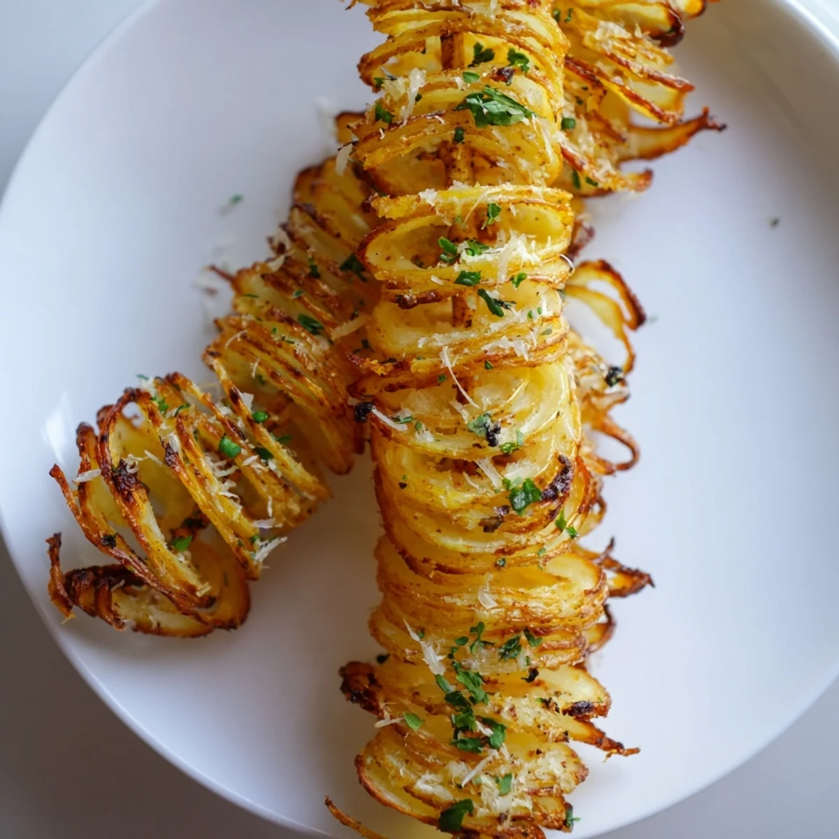 Homemade Tornado Potatoes, skewered and baked, offering a visually appealing and flavorful experience.