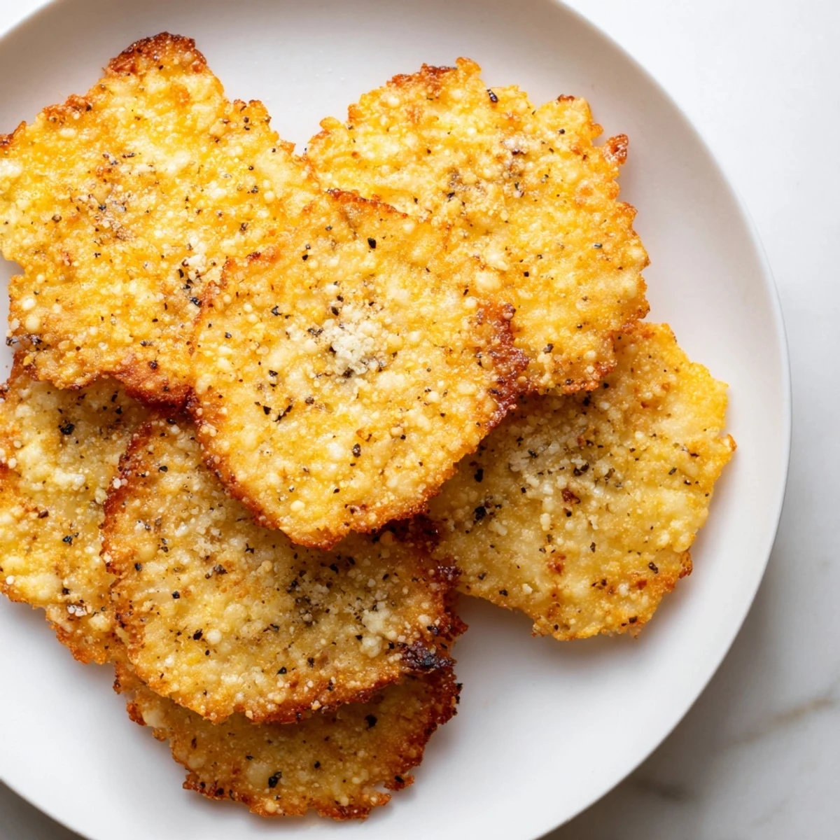 Enjoy a healthy serving of homemade cottage cheese chips sprinkled with herbs, great for dipping or snacking.