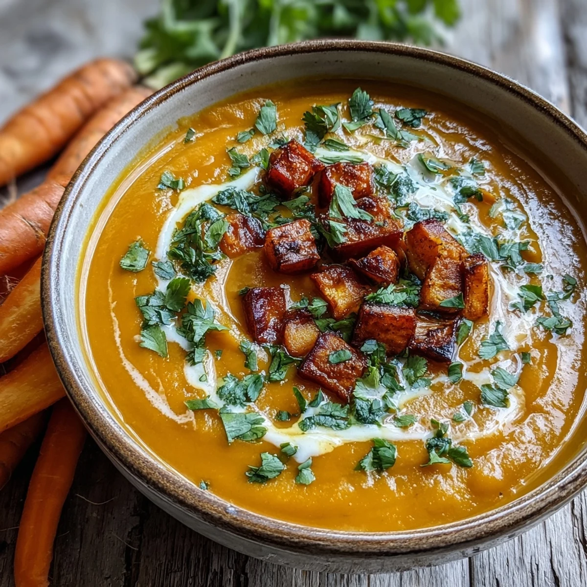 Creamy Butternut Squash and Lentil Soup with a warm spice blend served alongside toasted bread.
