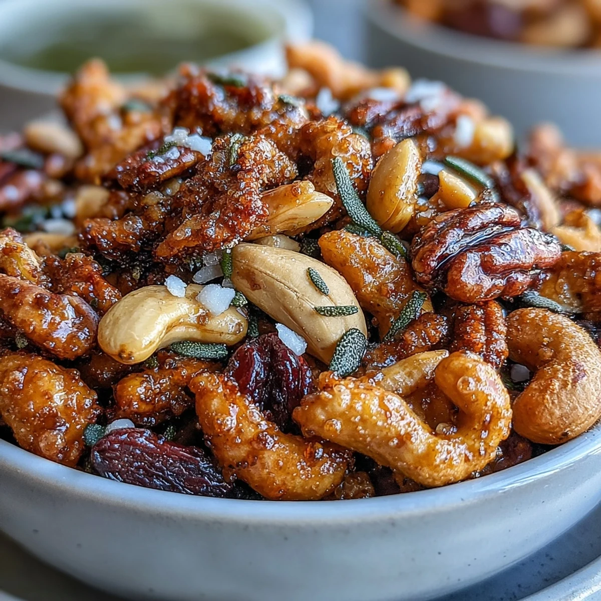 Salted Honey & Peanut Snack Mix with roasted nuts and seeds, glazed in warm honey and spices, baked until golden and crunchy.