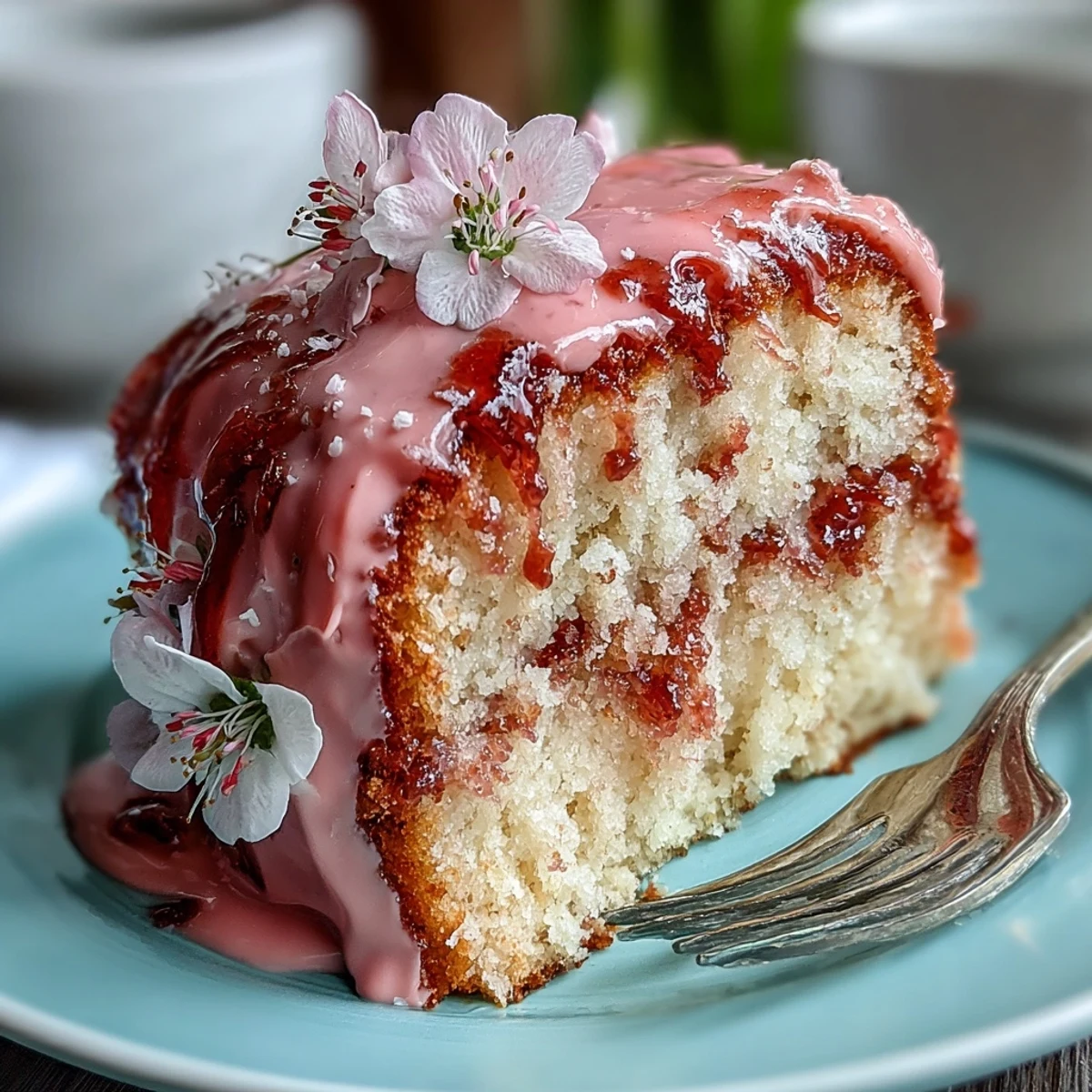 Tender vanilla sponge with pink ombre buttercream and floral decoration