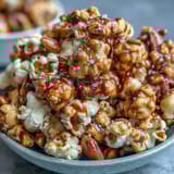 Baseball Season Popcorn Mix with Peanuts and Caramel, a sweet and salty snack mix perfect for game day or movie night gatherings.
