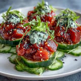 Colorful Spicy Tuna Pickle Cups: fresh tuna salad nestled in crisp pickle rounds.