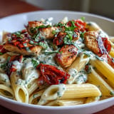 Hearty Creamy Tomato Basil Chicken Pasta, perfect for a cozy weeknight Italian meal.