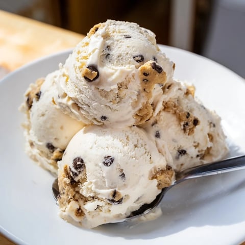 Creamy cottage cheese ice cream with cookie dough adds a delightful, sweet twist.  