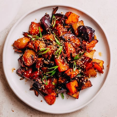 Golden-brown Miso Roasted Winter Vegetables, caramelized for a naturally sweet and savory side.