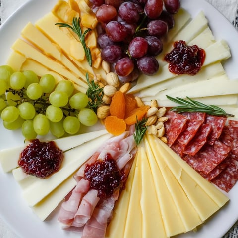 Geometric Gala charcuterie board: A stunning display of artfully cut cheeses and meats.