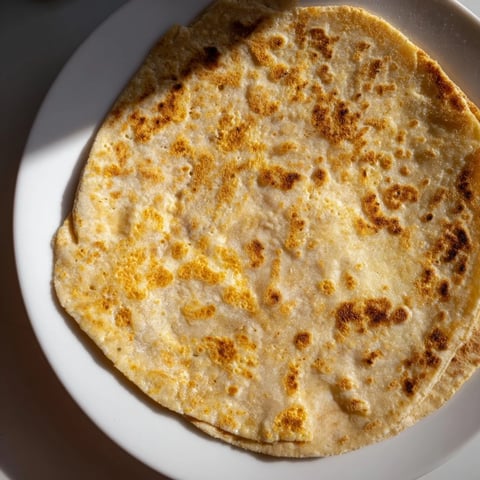 Golden-brown Cottage Cheese Flatbread, lightly crisp with a soft interior, ready for dipping or wrapping.
