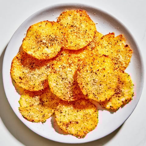 Golden-brown cottage cheese chips, seasoned and crispy, perfect for a high-protein snack right from the oven.
