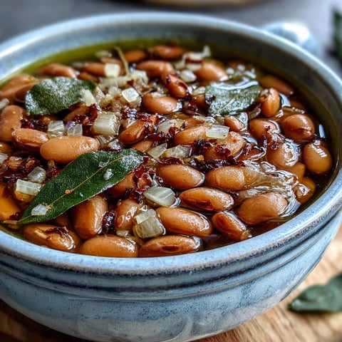Creamy, tender pinto beans simmered with onions and garlic in a rustic pot, ready to serve as a hearty side dish.