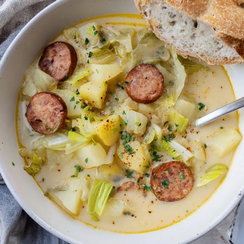 Potato Leek Chorizo Soup Bowl