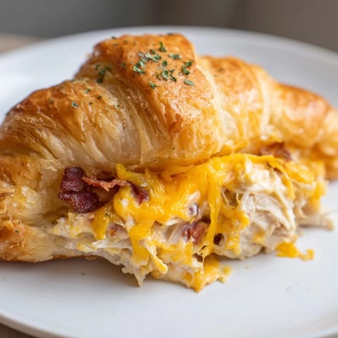 Mouthwatering Cheesy Chicken and Bacon Crescent Rolls, baked until bubbly and golden, ready to be enjoyed.
