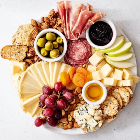 Golden honey and fig jam glisten alongside the delicious ingredients on the Moonlight Picnic Board.