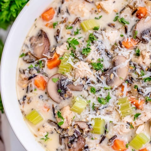 Parmesan Mushroom Chicken Wild Rice Soup