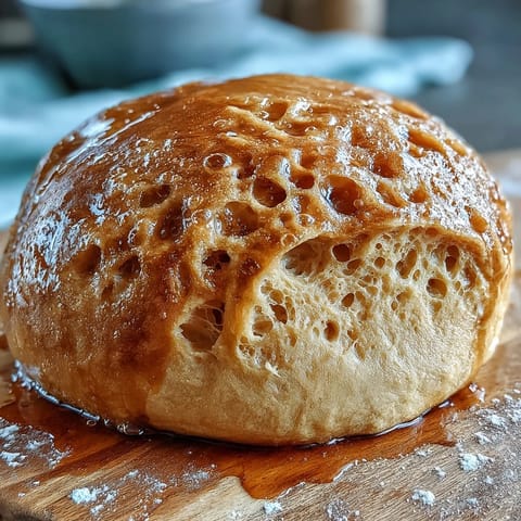 A golden, bubbly sourdough pizza crust topped with fresh mozzarella and basil leaves.  