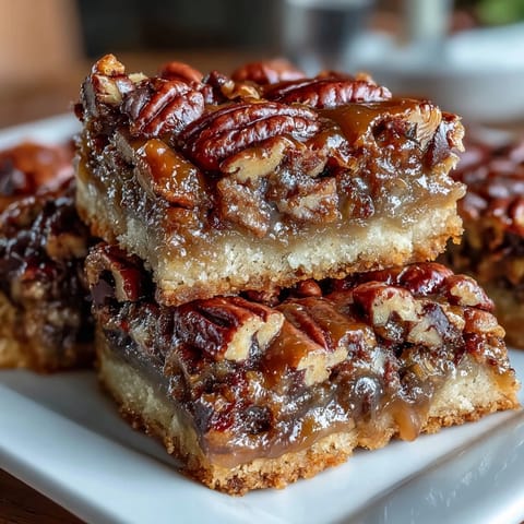 Kentucky Derby Pecan Pie Bars with bourbon and pecans on a buttery shortbread crust, golden and gooey.