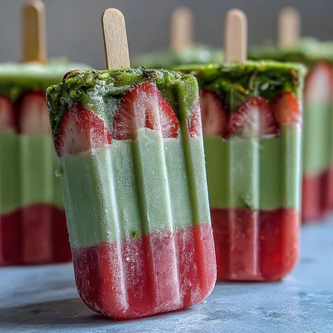 Strawberry Matcha Latte Popsicles