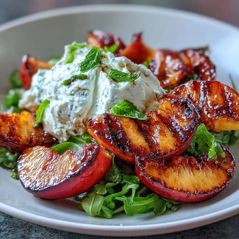 Grilled Peach Burrata Honey Salad