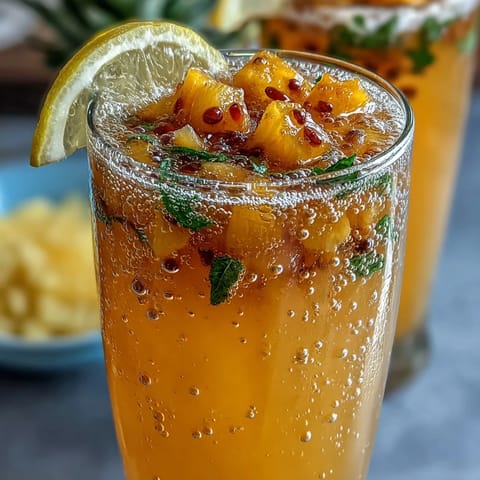 Bright Grad Party Punch loaded with tropical mango pineapple sparkling lemonade.