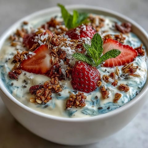 Creamy Skyr Protein Smoothie Bowl with vibrant berries and crunchy granola.